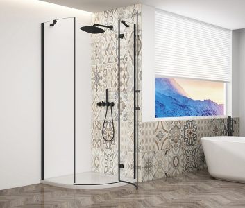Gelco TRINITY BLACK čtvrtkruhový sprchový kout 900x900mm, čiré sklo, pravé GT6590CR-B