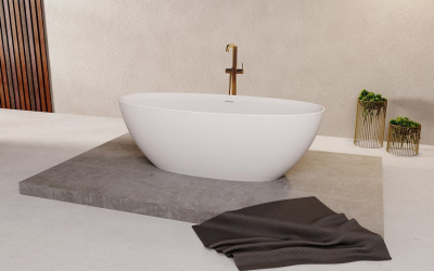 Polysan NOYA volně stojící vana, solid surface, 170x76x56cm, bílá mat 92330