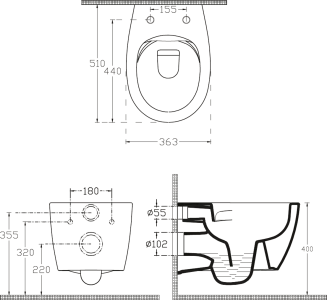 Isvea SENTIMENTI závěsná WC mísa, Rimless, 36x51cm, bílá 10AR02012