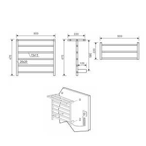 Sapho ELZOR elektrický sušák ručníků 500x470 mm, 60 W, černá mat EB510