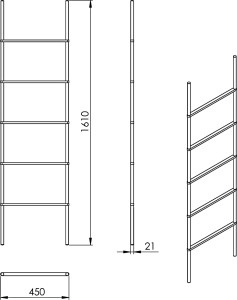 Gedy KENTA sušák ručníků na opření 450x1610x21mm, černá/bambus 303141