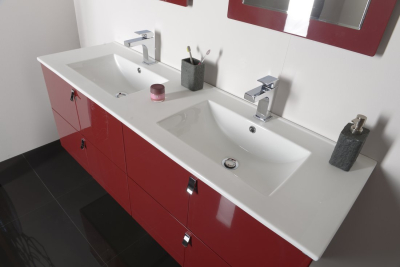 Sapho Koupelnový set MITRA 120, dvojumyvadlo, bordo KSET-007