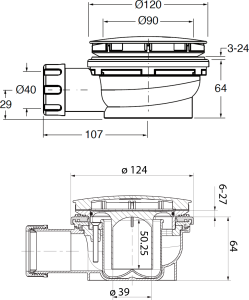 GSI Vaničkový sifon, průměr 90mm, DN40, nízký, keramická krytka bílá PILCSR11