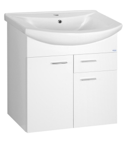 Aqualine ZOJA umyvadlová skříňka 61, 5x74x32cm, 2x dvířka, 1x zásuvka, bílá 51065A
