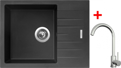 Granitový dřez Sinks PERFECTO 650 Pureblack + ARCO celonerezová G24626