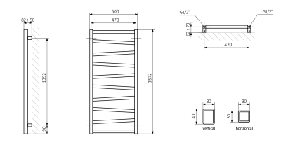 Sapho ZIG otopné těleso 500x1572 mm, antracit ZG516A