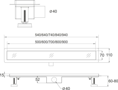 Mereo Odtokový sprchový žlab 90 cm, vč. roštu WAVE CZ113