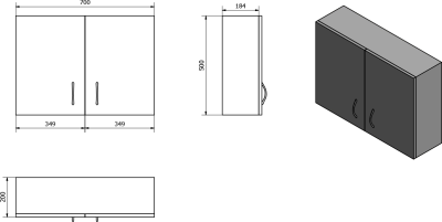 Aqualine KERAMIA FRESH horní skříňka 70x50x20cm, bílá 52362