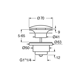 GSI GSI umyvadlová výpust 5/4“, neuzavíratelná, tl.5-65 mm, keramická krytka, cenere mat PVC17