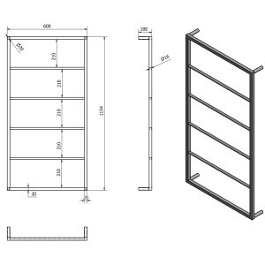 Sapho SKA nástěnný sušák ručníků 600x1150x100mm, bílá mat SKA512