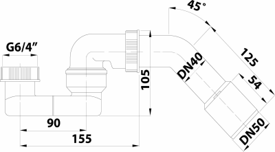 Bruckner Sifon s převlečnou matkou 6/4“ a úhlovým kolenem DN40/50 164.425.0