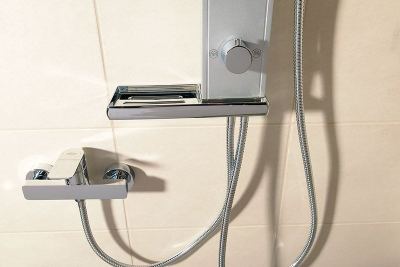 Aqualine ROME sprchový sloup k napojení na baterii, hlavová, ruční sprcha, chrom SL760