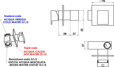 Sapho SPECTRE podomítková bidetová baterie, 1 výstup, chrom 1102-40