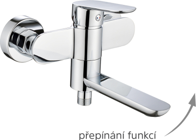 Mereo Vanová nástěnná baterie se sklopným ramínkem, Viana, bez příslušenství, 150 mm, chrom CBE90203
