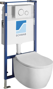 SENTIMENTI závěsné WC Rimless s podomítkovou nádržkou a tlačítkem Schwab, bílá 10AR02010SV-SET5