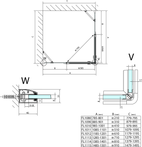 Polysan FORTIS obdélníkový sprchový kout 1200x1500 mm, rohový vstup FL1012LFL1115R
