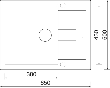 Granitový dřez Sinks AMANDA 650 Pureblack TLAM65050026