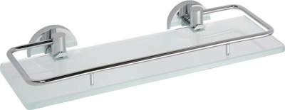 Sapho X-ROUND E skleněná polička s výklopnou hrazdou 300x130mm, mléčné sklo, chrom XR607