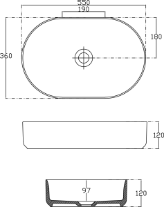 Isvea INFINITY OVAL keramické umyvadlo na desku, 55x36cm, antracit 10NF65055-2C