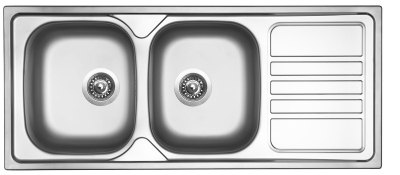 Nerezový dřez Sinks OKIO 1160 DUO V 0,6mm matný RDOKM11650026V