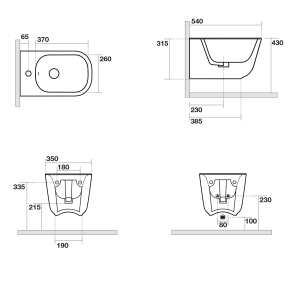 Kerasan TRIBECA bidet závěsný 35x54cm, černá mat 512531