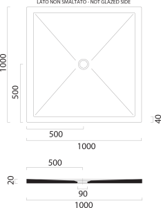 GSI Keramická sprchová vanička, čtverec 100x100x2cm, creta mat 46101008