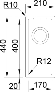 Nerezový dřez Sinks BOX 210 RO 1,0mm RDBOK2104401RO
