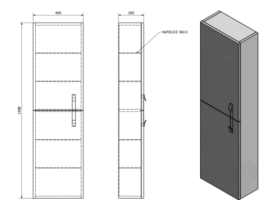 Sapho MITRA skříňka vysoká 40x140x20cm, antracit, L/P MT132