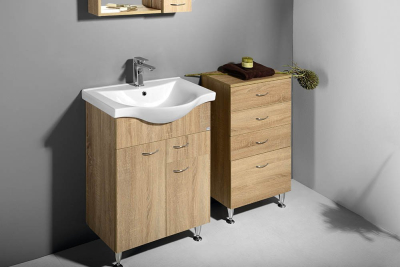 Aqualine KERAMIA FRESH umyvadlová skříňka, 1 zásuvka, 60, 6x74x34cm, dub platin 50066