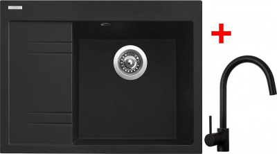 Granitový dřez Sinks RIM 650 P Metalblack + Vitalia černá matná G3174