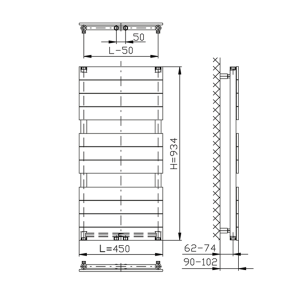 Aqualine BONDI otopné těleso 450x934 mm, bílá DC400T