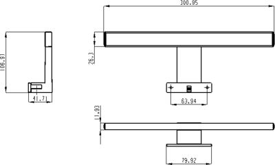 Aqualine SERAPA LED svítidlo 5W, 230V, 300x40x100mm, plast, chrom SA147