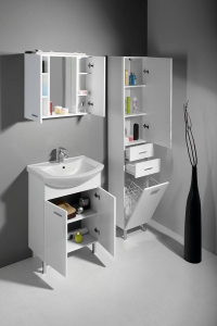 Aqualine ZOJA/KERAMIA FRESH skříňka vysoká s košem 35x184x29cm, bílá 51230