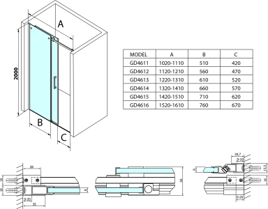Gelco DRAGON sprchové dveře 1200mm, čiré sklo GD4612
