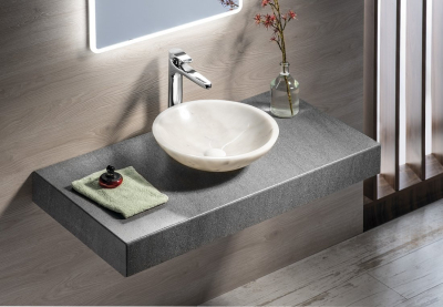Sapho BLOK kamenné umyvadlo na desku Ø 40 cm, leštěný bílý mramor 2401-34
