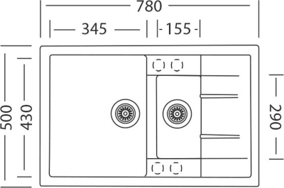 Granitový dřez Sinks CRYSTAL 780.1 Metalblack ACRCR780500174