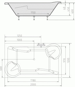 Polysan DUO obdélníková vana 200x120x45cm, bílá 16111