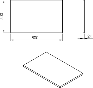 Sapho PLATO deska Rockstone 800x24x500mm, bílá mat PL080-0101