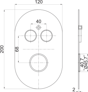 Mereo Vanový set s termostatickou podomítkovou tlačítkovou baterií - 2-cestná - oválný kryt CB60106TB1