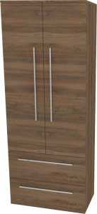 Mereo Bino, koupelnová skříňka vysoká 163 cm, dvojitá, Multidecor, Ořech Pacifik tabákový CN699OPT2