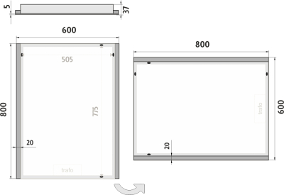 Nimco OBDELNÍKOVÁ - OSTRÉ ROHY LED zrcadlo 600x800 ZP 11002