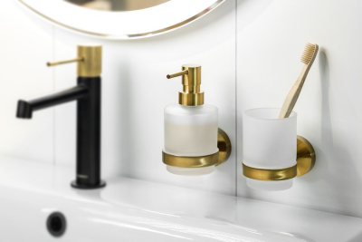 Sapho X-ROUND GOLD dávkovač mýdla 200ml, mléčné sklo, zlato mat XR103GB
