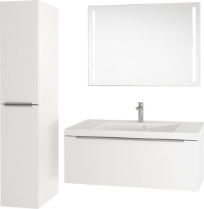 Mereo Mailo, koupelnová skříňka s umyvadlem z litého mramoru 81 cm, bílá, chrom madlo CN516M