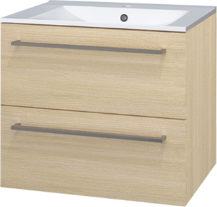 Mereo Bino, koupelnová skříňka s keramickým umyvadlem 61 cm, dub Sand Barbdra CN630
