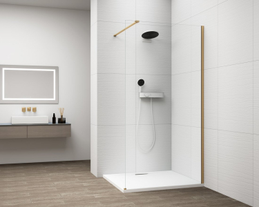 Polysan ESCA GOLD MATT jednodílná sprchová zástěna k instalaci ke stěně, sklo čiré, 1200 mm ES1012-04