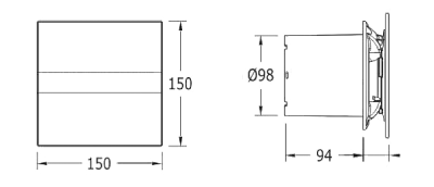 Cata E-100 GBTH koupelnový ventilátor axiální s automatem, 4W/8W, potrubí 100mm, černá 00900602
