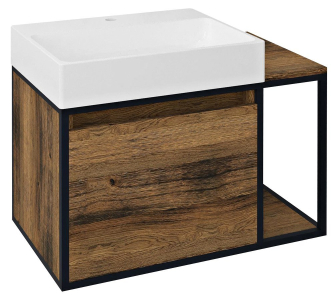 Sapho SKARA umyvadlová skříňka 80x49, 5x46, 5cm, černá mat/dub Collingwood CG003-1919