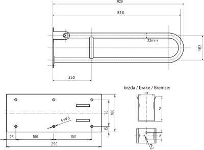 Sapho HANDICAP madlo sklopné 813mm, bílá XH518W
