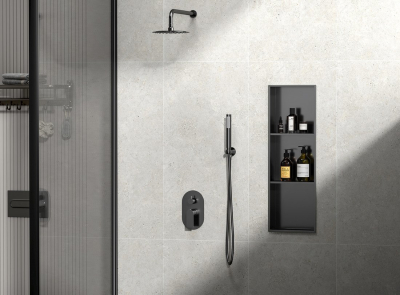 Sapho DENBO zapuštěná police do obkladu, 270x810mm, nerez, gun metal 1301-27B