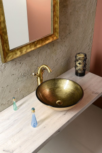 Sapho FIANNA skleněné umyvadlo na desku Ø 42 cm, bronz 2501-21